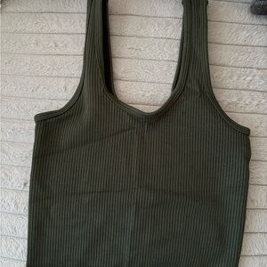 Aerie Ribbed Tank Top - Army Green